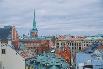 城市里加拉脱维亚共和国<strong>老</strong>城市中心和历史体系结构旅行照片10月