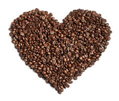 咖啡豆子心形状的白色