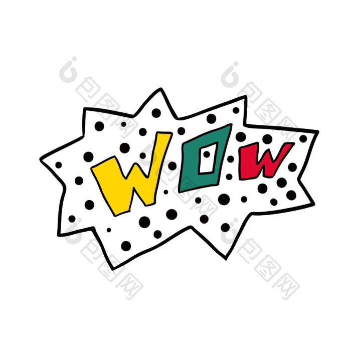 哇向量刻字恤打印的涂鸦贴纸哇向量png下载-包图网