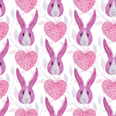 可爱的水彩无缝的模式画兔子纹理纺织包装设计可爱的水彩无缝的模式画兔子纹理纺织包装设计