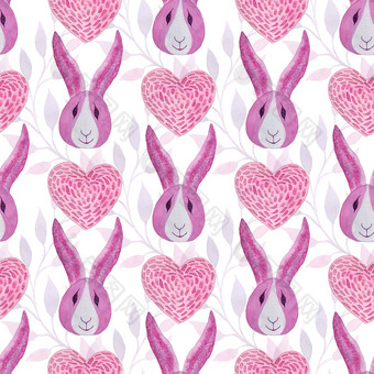 可爱的水彩无缝的模式画兔子纹理纺织包装设计可爱的水彩无缝的模式画兔子纹理纺织包装设计