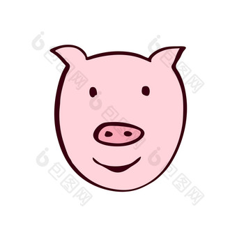 猪头图标孤立的向量标签可爱的孩子们打印猪头图标孤立的向量标签可爱的孩子们打印