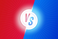 红色的和蓝色的信与横幅有竞争力的战斗概念霓虹灯体育战斗游戏向量插图信与横幅有竞争力的概念向量