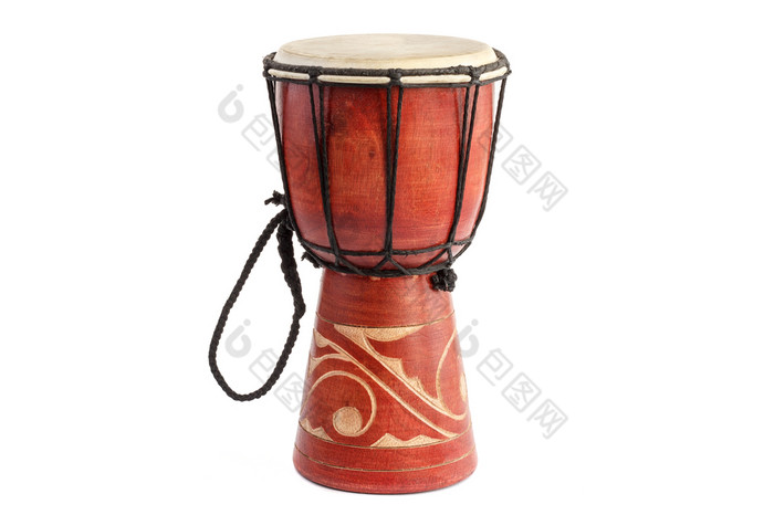 jembe非洲鼓传统的音乐的仪器孤立的白色背景
