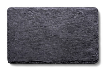 一块黑色的板岩孤立的白色背景一块黑色的板岩
