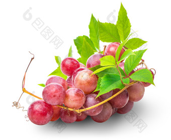 群粉红色的葡萄孤立的白色背景群粉红色的葡萄
