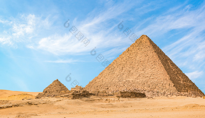 伟大的金字塔menkaur的沙漠吉萨埃及金字塔menkaur