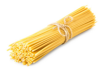 意大利面系与绳子孤立的白色背景意大利面系与绳子