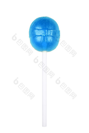 蓝色的轮棒棒糖孤立的白色甜蜜的糖糖果坚持蓝色的轮棒棒糖孤立的白色甜蜜的糖糖果