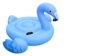 游泳池玩具形状蓝色的火烈鸟孤立的白色火烈鸟充气减少出白色