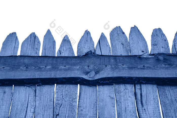 蓝色的木栅栏孤立的白色老面板模板模拟栅栏横幅健美的经典蓝色的颜色的一年蓝色的木栅栏孤立的白色老面板模板模拟