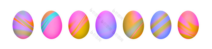 集粉红色的黄色的紫罗兰色的和蓝色的梯度健美的复活节鸡蛋长海报横幅集粉红色的黄色的紫罗兰色的和蓝色的梯度健美的复活节鸡蛋
