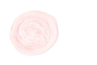 <strong>清晰</strong>的粉红色的液体过来这里下降涂片孤立的白色背景复制空间前视图身体和脸哪水疗中心化妆品概念血清纹理<strong>清晰</strong>的粉红色的液体过来这里下降涂片孤立的白色背景复制空间