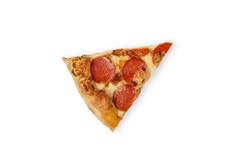 片意大利辣香肠披萨孤立的白色前视图paperoni披萨概念为意大利食物街食物快食物快速咬片意大利辣香肠披萨孤立的白色前视图paperoni披萨概念为意大利食物街食物快食物快速咬