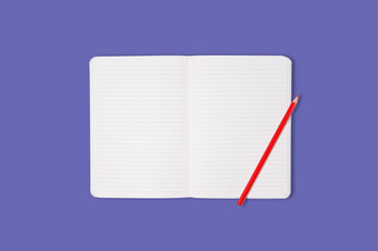 学校办公室笔记本与红色的铅笔孤立的紫色的背景前视图模拟学校办公室笔记本与红色的铅笔孤立的紫色的背景前视图模拟