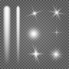 明星发光向量光火花发光白色耀斑效果插图透明的背景闪亮的圣诞节闪耀特殊的镜头闪闪发光的元素魔法阳光雷爆炸破裂明星发光向量光火花发光耀斑效果