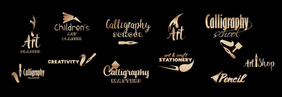 艺术类金刻字标志集学校和大师与青铜手字体