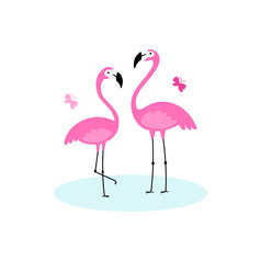 粉红色的火烈鸟异国情调的鸟向量简单的设计