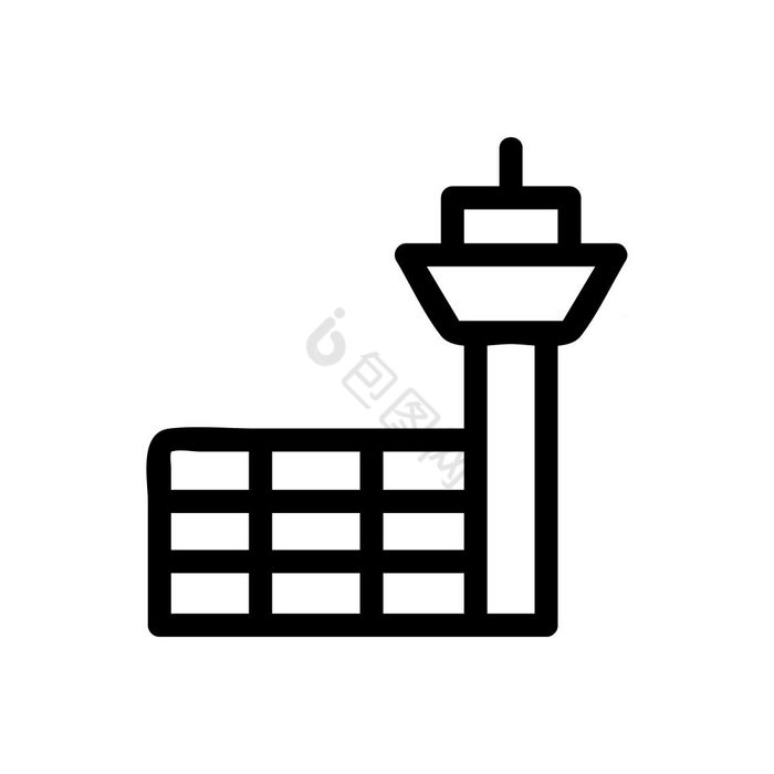 机场图标向量薄行标志孤立的轮廓象征插图机图片