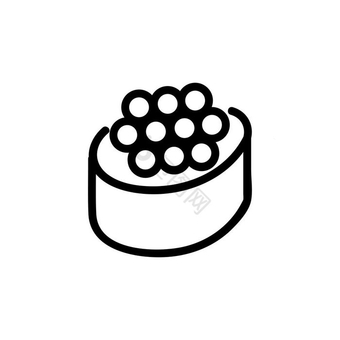 寿司鱼子酱图标向量薄行标志孤立的轮廓象征图片