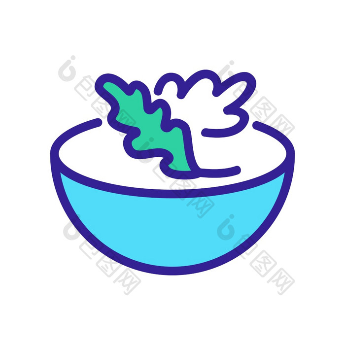 芝麻菜沙拉碗图标向量芝麻菜沙拉碗标志颜色象征插图芝麻菜沙拉碗图标向量大纲插图