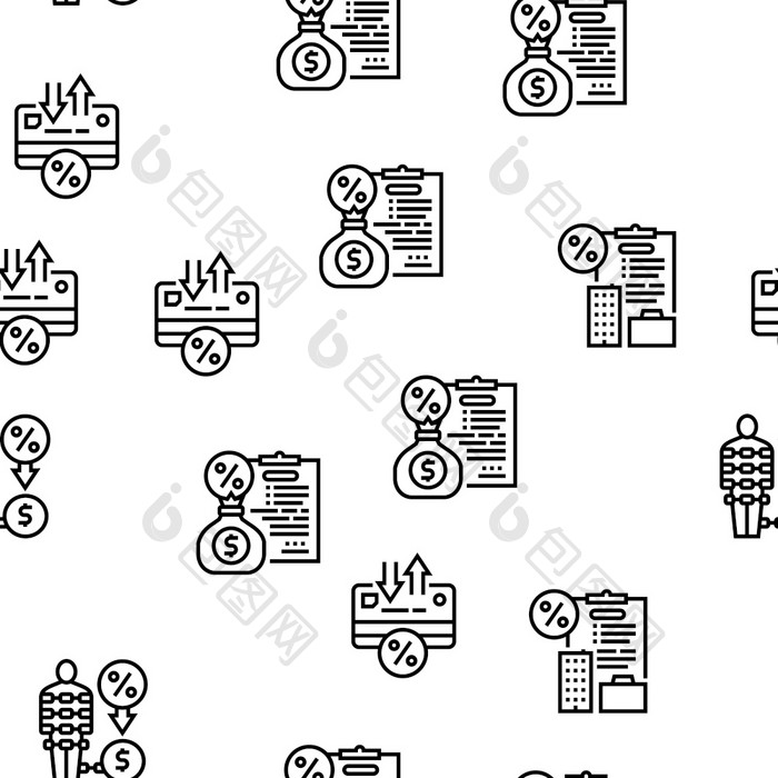 贷款金融信贷向量无缝的模式薄行插图贷款金融信贷向量无缝的模式