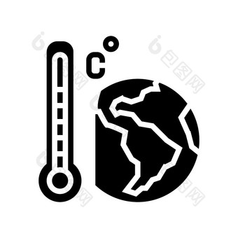 气候变暖效果字形图标向量气候变暖效果标志孤立的轮廓象征黑色的插图气候变暖效果字形图标向量插图图片