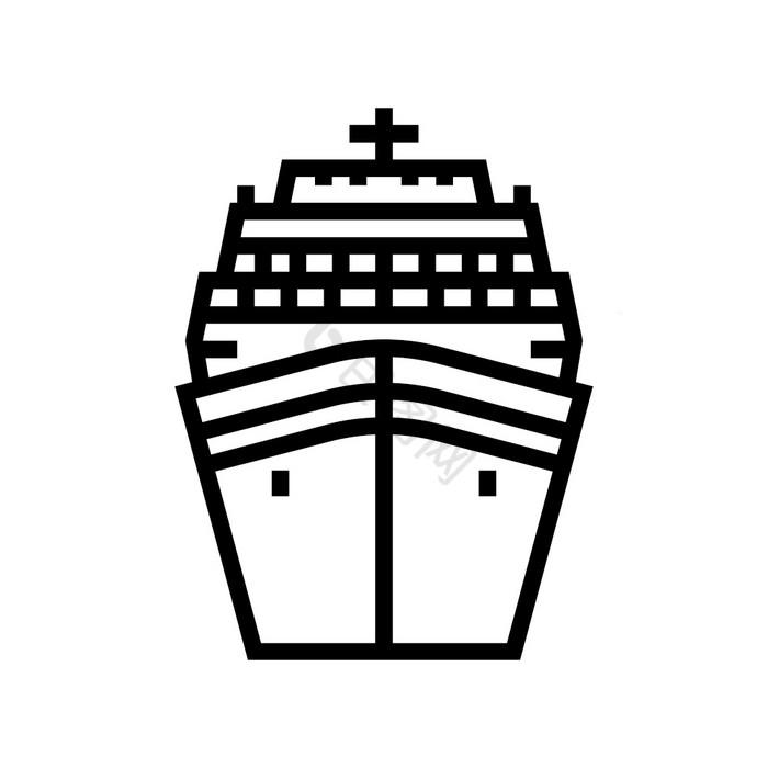 巡航船衬管海洋运输行图标向量巡航船衬管海图片