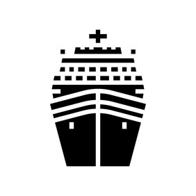 巡航船衬管海洋运输字形图标向量巡航船衬管