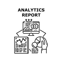 分析报告向量图标概念分析报告研究金融经理文档列表电脑屏幕分析金融图表和图文档黑色的插图分析报告向量概念黑色的插图