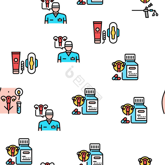妇科治疗向量无缝的模式薄行插图妇科治疗向图片