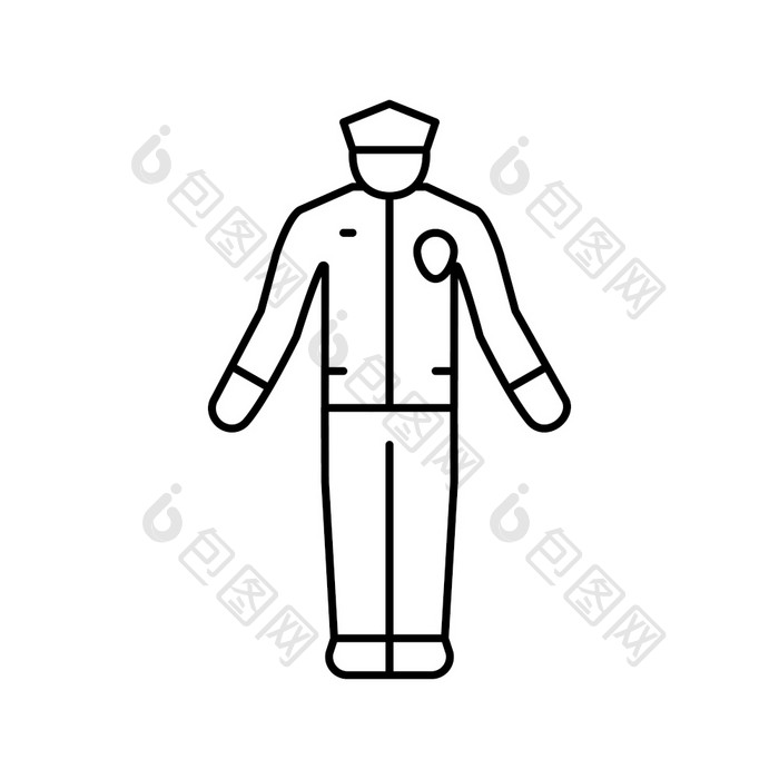 警察工人警察行图标向量警察工人警察标志孤立的轮廓象征黑色的插图警察工人警察行图标向量插图