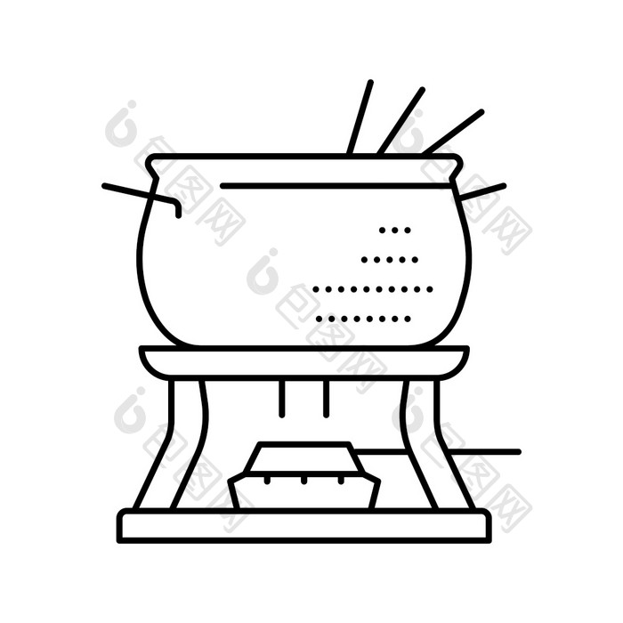 铜芝士火锅能行图标向量铜芝士火锅能标志孤立的轮廓象征黑色的插图铜芝士火锅能行图标向量插图