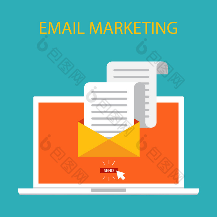 向量插图平风格电子邮件市场营销概念设计电子邮件市场营销概念设计向量插图平风格