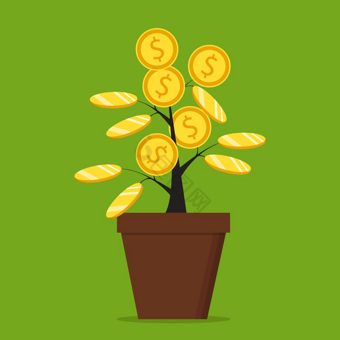 钱树的收益成功工作钱向量插图的收益成功工图片