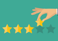 客户反馈概念手指出评级金星星反馈图标