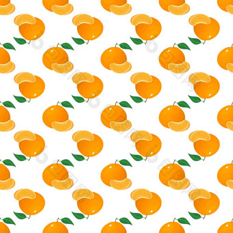 无缝的模式与新鲜的明亮的异国情调的整个和片橘子普通话孤立的白色背景夏天水果为健康的生活方式有机水果向量插图为任何设计无缝的模式与新鲜的明亮的异国情调的整个和片橘子普通话孤立的白色背景夏天水果为健康的生