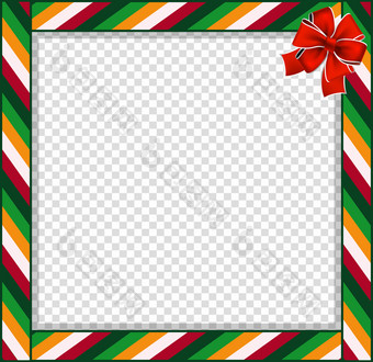 可爱的圣诞节新一年边境与彩色的条纹模式点缀和红色的节日弓孤立的透明的背景向量广场模板照片框架剪贴簿元素复制空间可爱的圣诞节新一年边境与彩色的条纹模式点缀和红色的节日弓孤立的