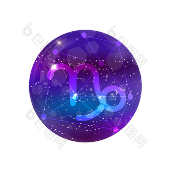 摩羯座星座标志和星座宇宙紫色的天空与发光的星星和星云孤立的白色背景向量霓虹灯图标网络按钮剪辑艺术占星术星座天文学占星象征摩羯座摘要向量闪亮的西方星座星座标志