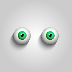 一对绿色眼球孤立的白色背景向量插图剪辑艺术一对绿色眼球孤立的白色背景向量伊鲁
