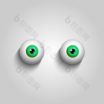 一对绿色<strong>眼球</strong>孤立的白色背景向量插图剪辑艺术一对绿色<strong>眼球</strong>孤立的白色背景向量伊鲁