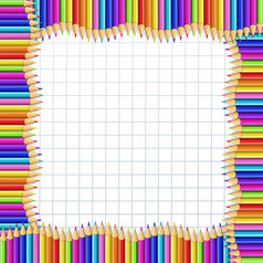 向量广场框架使色彩斑斓的木铅笔图形纸背景回来学校框架接壤模板概念横幅海报与空复制空间为文本向量广场框架使色彩斑斓的木铅笔图形纸背景