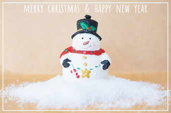 问候卡圣诞节树玩具雪人雪堆工艺背景与的登记快乐圣诞节和快乐新一年