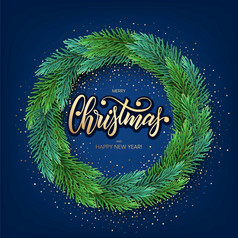 现实的详细的新一年rsquo花环松树分支机构创建明信片横幅为的网站现实的圣诞节装饰元素