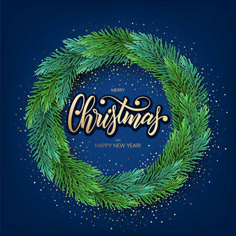现实的详细的新一年rsquo花环松树分支机构创建明信片横幅为的网站现实的圣诞节装饰元素