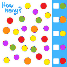计数游戏为学前教育孩子们为的发展数学能力如何多五彩纸屑与的地方为答案简单的平孤立的向量插图