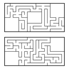 集两个矩形迷宫简单的平向量插图孤立的白色背景与的地方为你的图像集两个矩形迷宫简单的平向量插图孤立的白色背景与的地方为你的图像