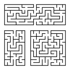 集广场和矩形迷宫与入口和退出简单的平向量插图孤立的白色背景集广场和矩形迷宫与入口和退出简单的平向量插图孤立的白色背景