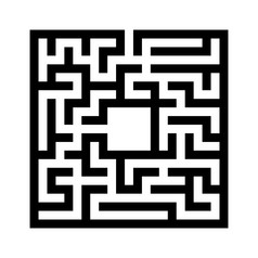 黑色的摘要广场迷宫与的地方为你的图像有趣的和有用的游戏为孩子们简单的平向量插图孤立的白色背景
