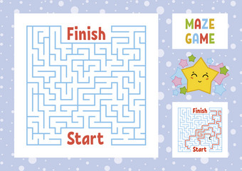 颜色广场迷宫找到的正确的路径从开始完成孩子们工作表活动页面游戏谜题为孩子们可爱的卡通明星迷宫难题向量插图与回答颜色广场迷宫找到的正确的路径从开始完成孩子们工作表活动页面游戏谜题为孩子们可爱的卡通明星迷